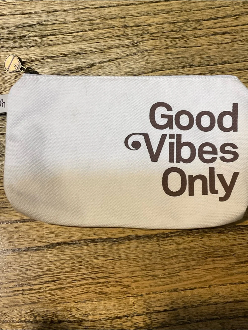 Sun Bum Good Vibes Only Canvas Pouch for Cosmetics or Makeup, EUC
